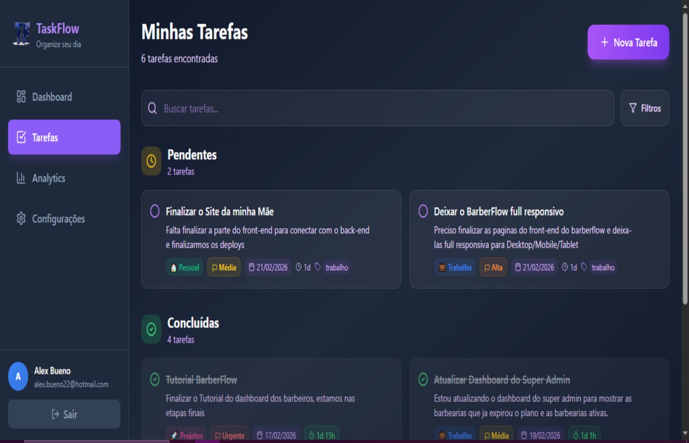 TaskFlow - Minhas Tarefas